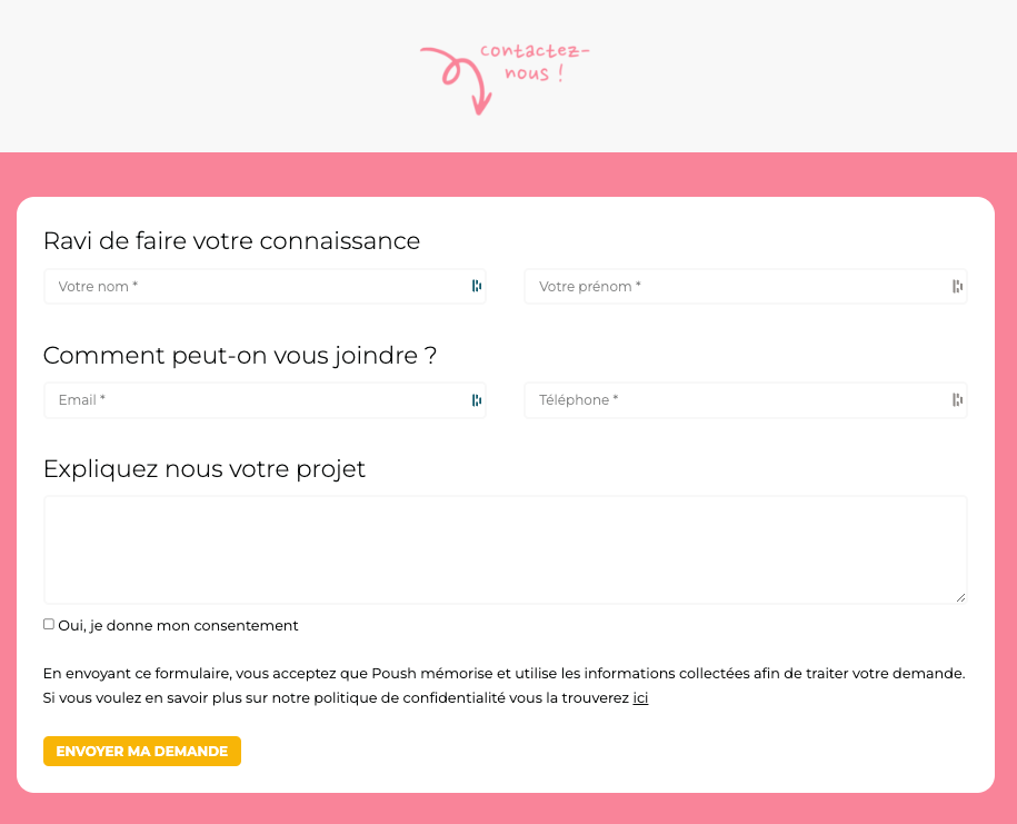 Exemple d'une image "contactez-nous" qui pointe vers un formulaire