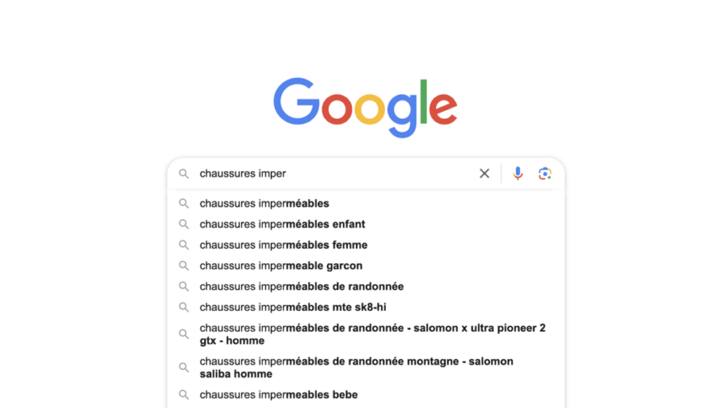 Suggestions proposées par Google